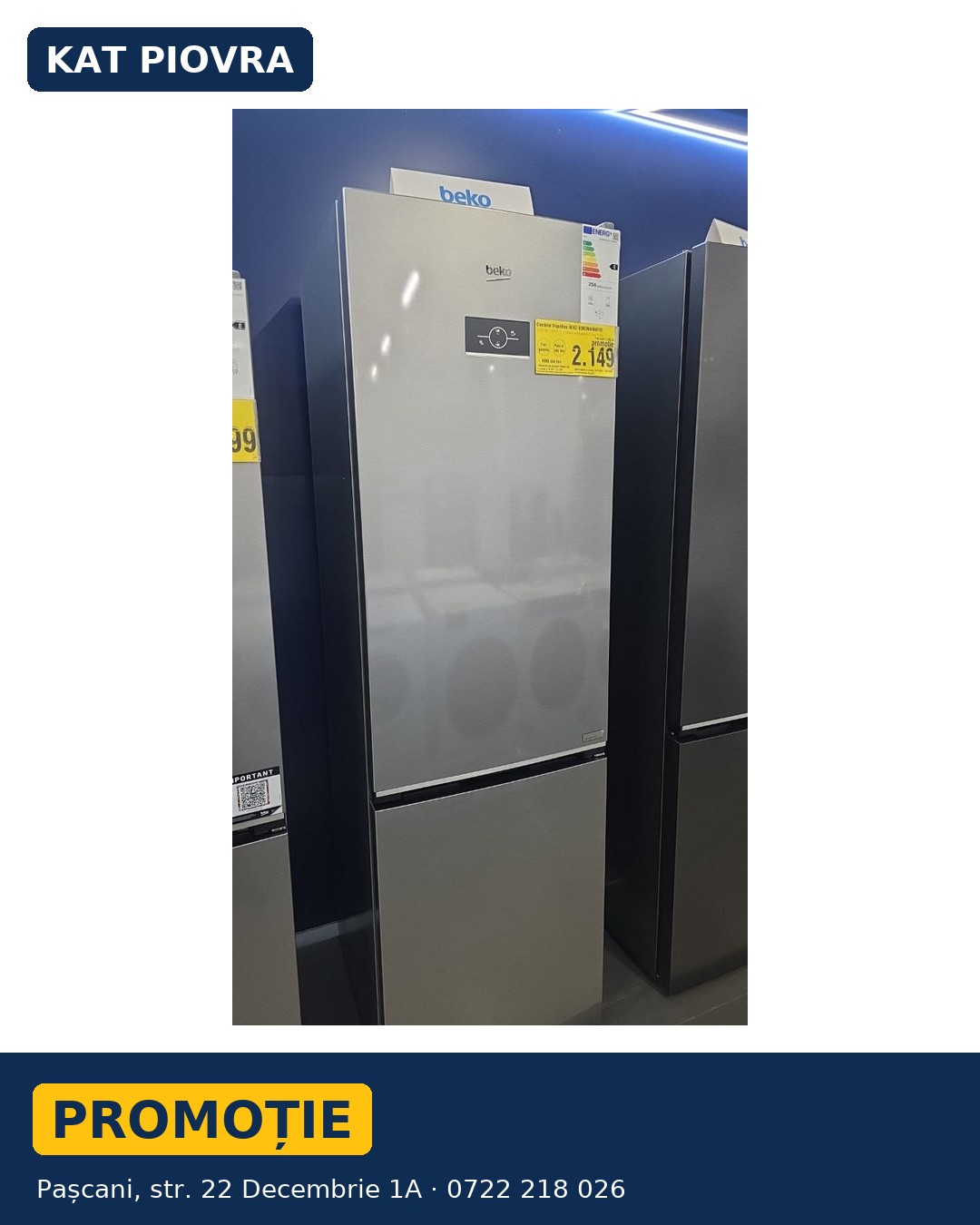 Combina frigorifică Beko B3RCNA404HXB, în promoție la Kat Piovra